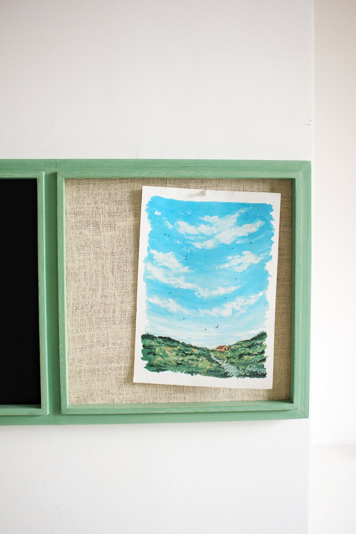 Burlap Pinboard + Chalkboard
