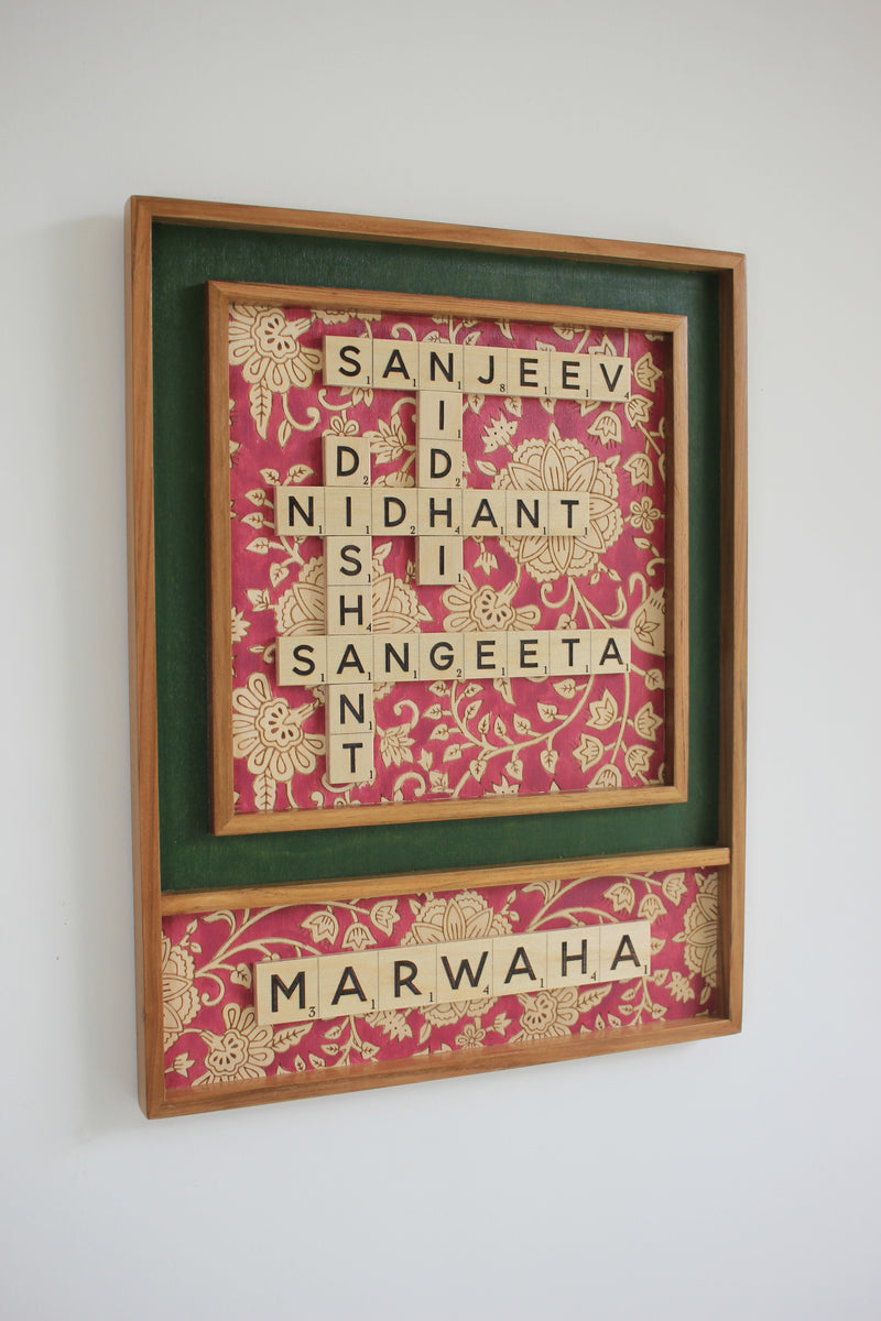 Kalamkari + Surname Scrabble