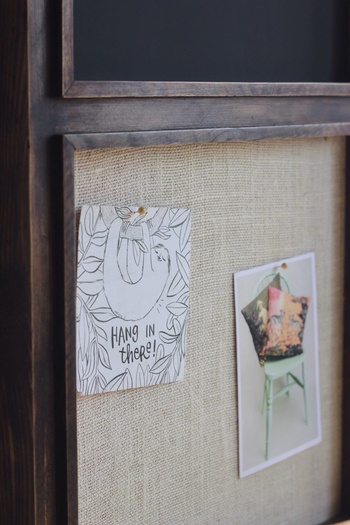 Burlap Pinboard + Chalkboard