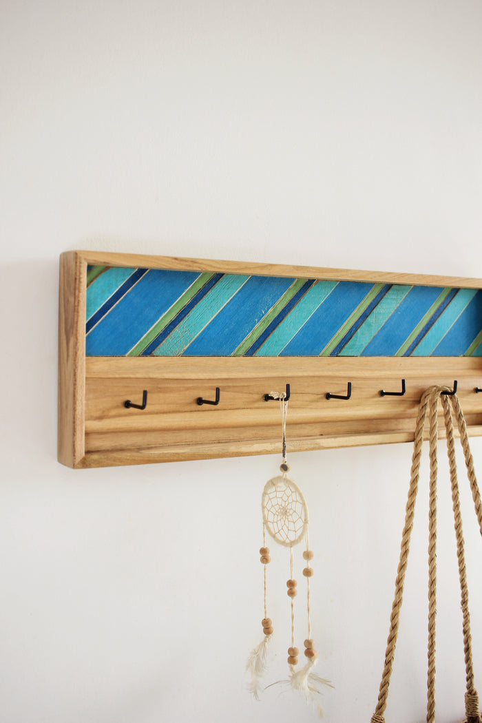 Blue + Green Stripes Key Hanger