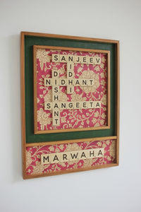 Kalamkari + Surname Scrabble
