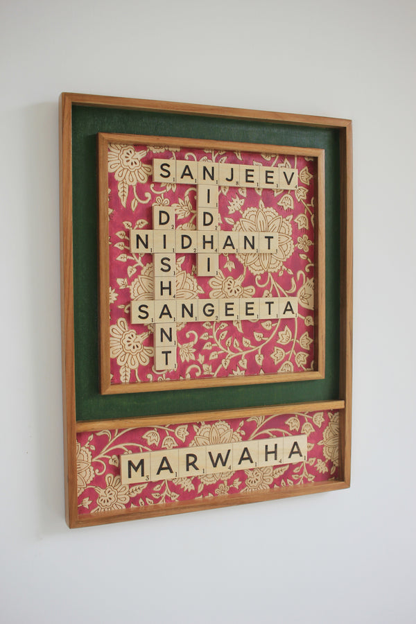 Kalamkari + Surname Scrabble