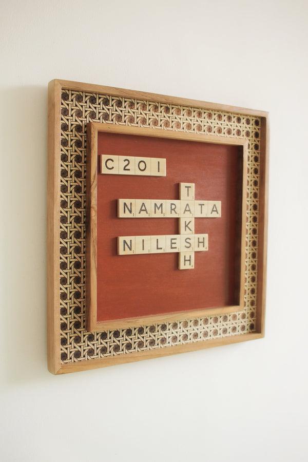 Rattan Border Scrabble Sign