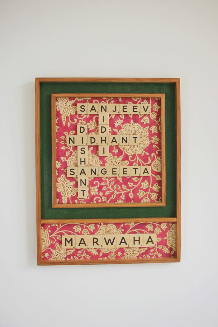 Kalamkari + Surname Scrabble