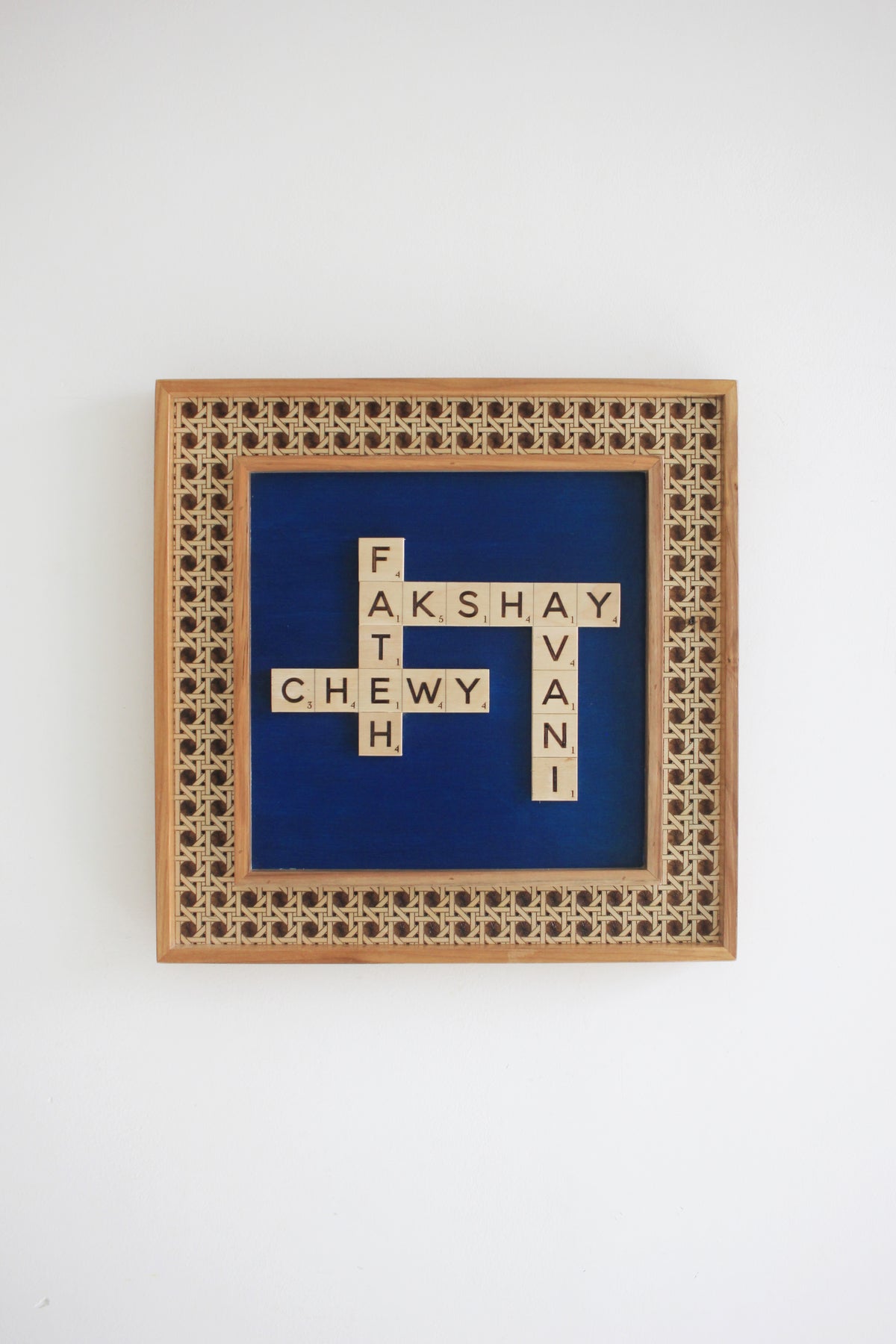 Rattan Border Scrabble Sign